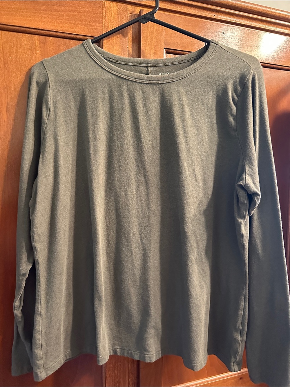 a.n.a Olive Green Long Sleeve Crewneck Top